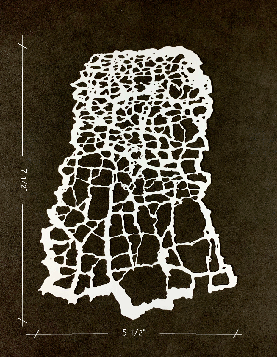 Crispy Fuel Burns Mylar Stencil for forensic Skin flesh FX artist effects texture pattern with scale